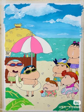 YANGYANG's Crayon Shin-chan and his buddies on summer vacation Hand drawing with marker